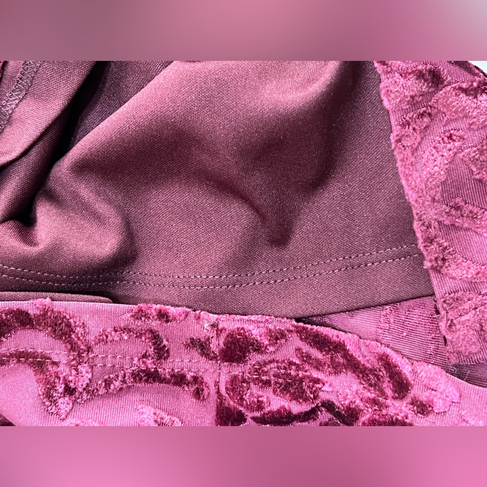 Maggy London Womens 4 Maroon Burnout Velvet Patterned Cold Shoulder Midi Dress - Picture 8 of 10